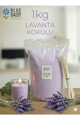 1 Kg MOR renkli LAVANTA kokulu Inci Tozu Mum ( 25 Adet 20 Cm Fitil Ile ) Toz Mum , Kum Mum