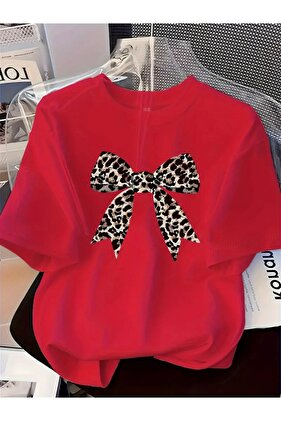 ЛЕОПАРДОВА СТРІЧКА З ПРИНТОМ, ОВЕРСІЗ, УНІСЕКС, ЖІНОЧИЙ Т-ШІРТ З ВЕЛОСИПЕДНИМ КОМИРОМ