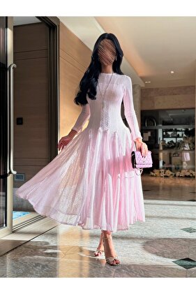 فستان ناعم دانتيل ميدي