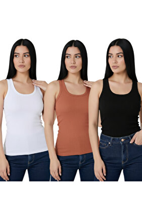 Кашкорсе 3-х частинний комплект. Жіночий топ з товстими бретелями та ефектом мережива.