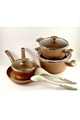 Homemaker 9-Piece Granite Vega Cookware Set - Glass Lids - 2 Deep Pots - 1 Sauce Pan - 1 Frypan - 1