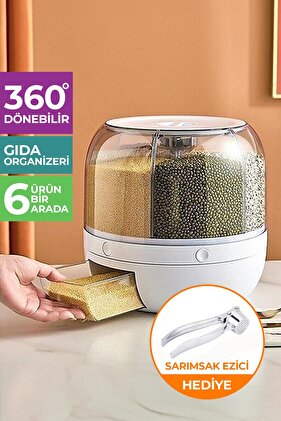 Multi-Compartment One-Touch Grain Dispenser – Rotating Dry Food Storage Container