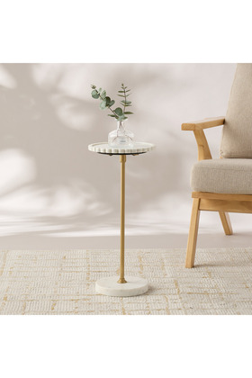 طاولة جانبية بسطح رخامي مزخرف - 26 × 56 سم