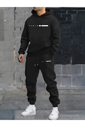 Паризький комплект спортивного одягу з принтом, капюшоном і джоггерами