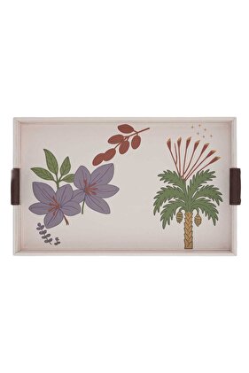 صينية تقديم بيج اللون بنقوش زهرية ونخيلية