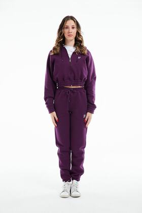 Eazy Kadın Basic Mürdüm Lastikli Premium Kışlık Eşofman Takımı