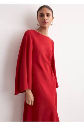 Büzgülü evaze midi elbise