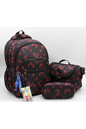 حقيبة مدرسية ابتدائية للأولاد باللون الأزرق الداكن مكونة من 3 قطع - نمط شخصية