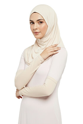 Pratik Tesettür Kolluk Penye Namaz Kolluğu Düz Krem