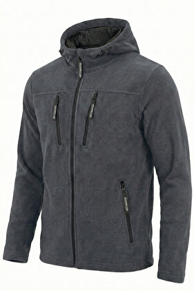 Erkek Gri Army Tactical  Polar Kapüşonlu Ceket