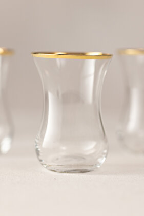 طقم أكواب شاي رفيعة مطلية بالذهب النقي المستوردة مكونة من 6 قطع 120 سم مكعب