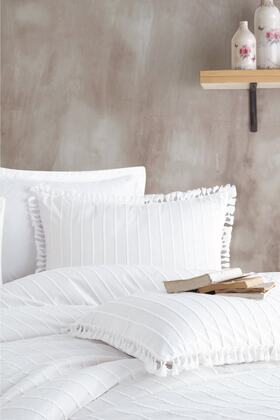 100% Cotton Double Bed Tasseled Duvet Cover Set