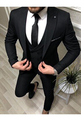 Slim Fit Men's Suit with Vest