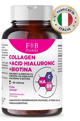 Колаген + Хиалуронова киселина + Биотин F&B Pharma™ BeautyBoost комплекс 180 капсули, произведено в Италия