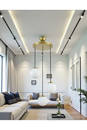 GLASS 3-PIECE TOLD-PAINT CHANDELIER