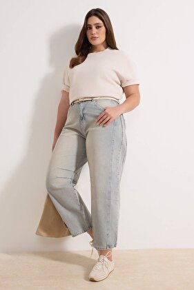 Blau*001 Baggy-Fit-Jeans mit hoher Taille, 100 % Baumwolle, nicht dehnbar, große Größen TBBSS25CJ00000