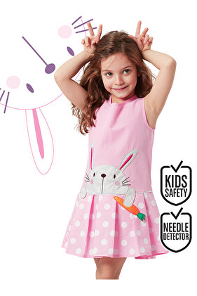 Girl - Pink Sleeveless Summer Polka Dot Dress