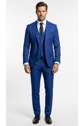 Чоловічий 3-компонентний костюм Slim Fit – класична тканина з еластаном, один ґудзик, сучасний крій з двома розрізами (