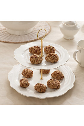 Ivory 2-Tier Cake Stand - 27 cm + 21 cm