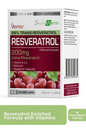 200 Mg Trans Resveratrol Antioxidant Vitamin Complex 60 Herbal Capsules