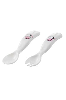 Ergonomik Beslenme Kaşık Çatal Seti Pembe & İnek, 6 Ay+ İkili