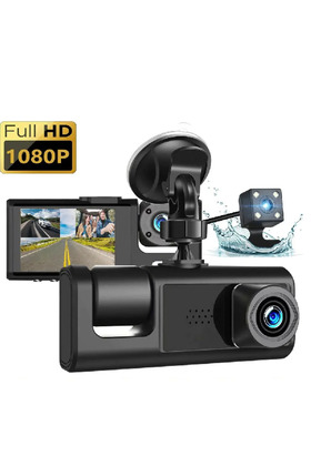 Car camera with front + interior + rear camera 2.4 inch full HD display