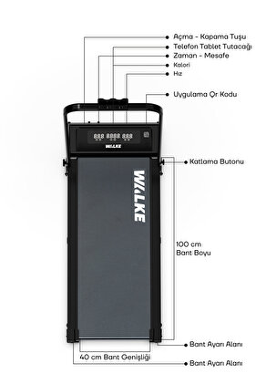 W-fit Bluetoothlu Uygulamalı Uzaktan Kumandalı Koşu Bandı Yürüyüş Bandı