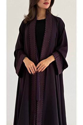 MW2020 - عباية تربل كلوش بتطريز بالامام والاكمام