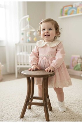 فستان لورا بيبي للفتيات الصغيرات ذو ياقة مموجة