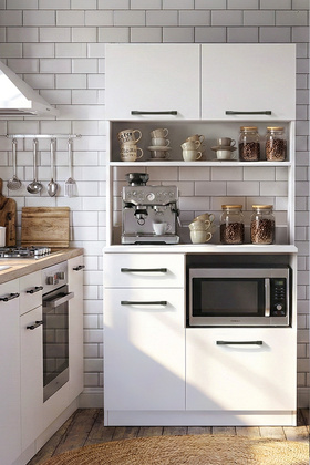 Kahve Köşesi Dolabı Beyaz Geniş Depolama Alanı Çok Amaçlı Dolap Modern Kahve Köşesi