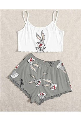 Σετ πιτζάμες με τιράντες και σορτς Bunny Supersoft Basic Single Jersey