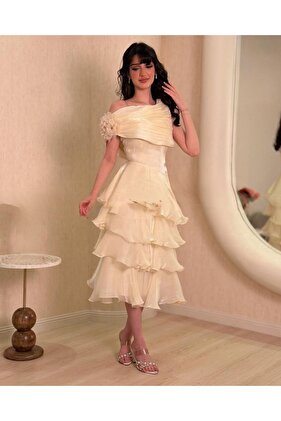 فستان طبقات ليموني