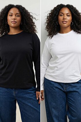 Czarno-biały zestaw 2 sztuk 100% bawełna Regular/Normalny krój T-shirt TBBAW26BF00007