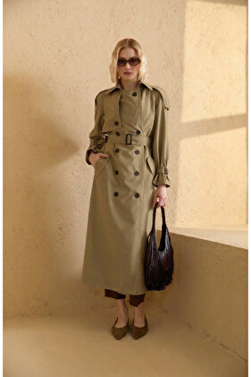 Apoletli Haki Oversize Trençkot