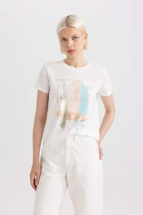 Regular Fit Crew Neck Printed Short Sleeve T-Shirt C7727Ax24Sm