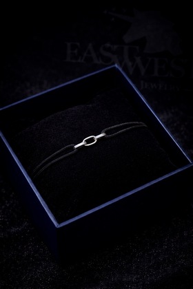 925 Ayar Gümüş Zincir Aşk Şans Siyah İp Bileklik