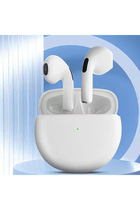 Безжични слушалки Pro6 Bluetooth 5.0, тъч контрол, IPX7, бели