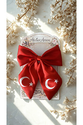 Ay Yıldız Baskılı Saten Otomatik Toka