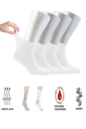Women's 4 Pairs of Bamboo Elastic Non-Squeezing Diabetic Ankle Socks