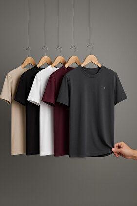Pánske tričko Crew Neck Casual Basic 5 Pack
