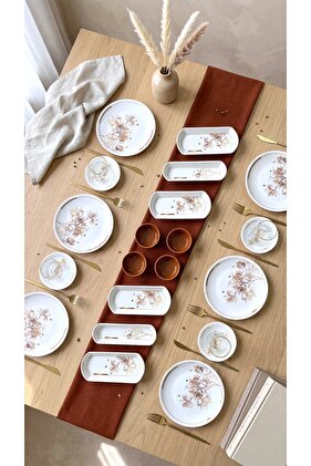 Gold Lux Ceramic Wishing Tree 22 Piece Breakfast Set, Set