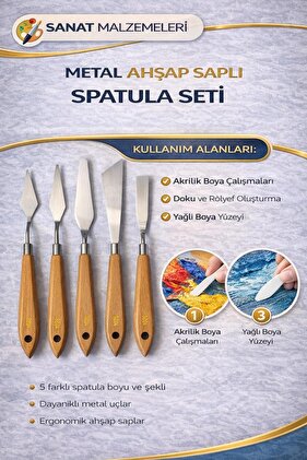 Metal spatula Resim Spatula Seti 5'li, Yağlı Boya, Akrilik Boya, Tuval Için Metal Spatula