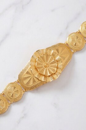 Altın Kaplama İşlemeli Yuvarlak Detaylı Kadın Kemer KMR-126