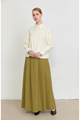 Double Yağ Yeşili Çift Pile Etek