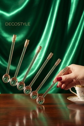 Chain Stone Glass Teaspoon 6 Pieces Boxed Length 11 cm Mouth 1.75 cm