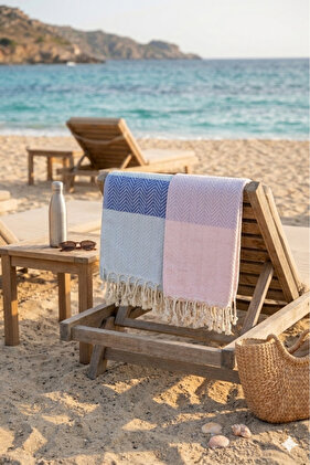 Set od 2 peškira za plažu, 100% pamuk, XXL 100x180cm, leto, L. tamnoplavo-ružičasti