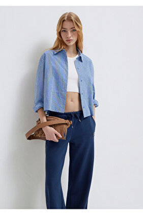 Ekose Crop Gömlek Loose Fit / Bol Rahat Kesim 1211401-83971
