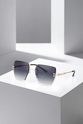 UV400-Schutz, quadratische Damen-Sonnenbrille mit Kristallen, schwarz-goldene Farbe, PLG-2061C1