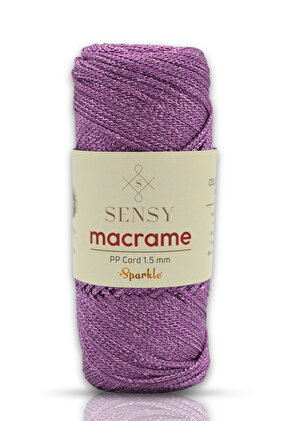 Premium 1,5 mm Simli Polyester Makrome İpi 100 gr Supla İpliği ve Çanta İpliği Polyester İpi Mor