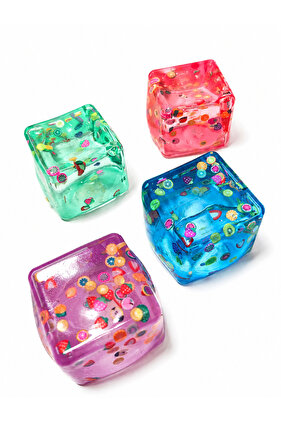 Jucărie Antistres Ice Cube – Model Fructe, Gel Elastic, Slow Rising, Fidget Toy, 1 Bucată
